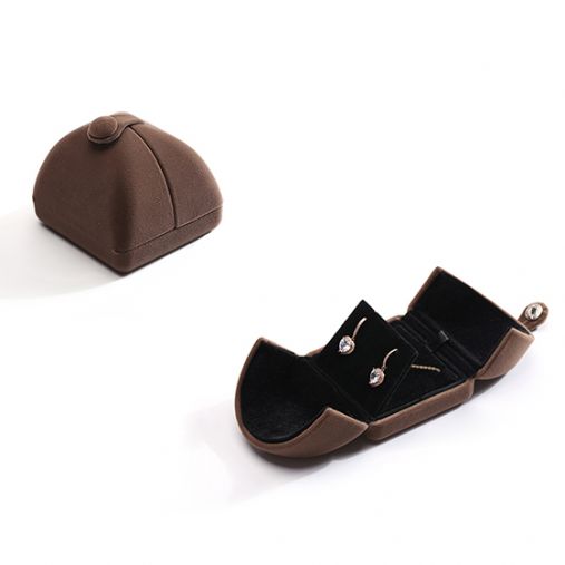 Small Size Suede Jewelry Box for Earings/Ring (Brown)