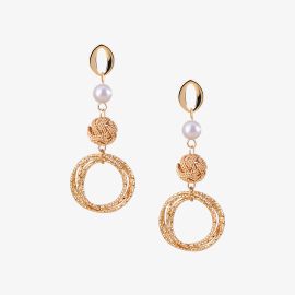 Round Nest Pearl Drop Earrings