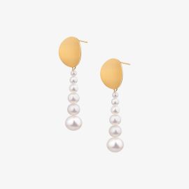 Yellow Button Pearl Drop Earrings
