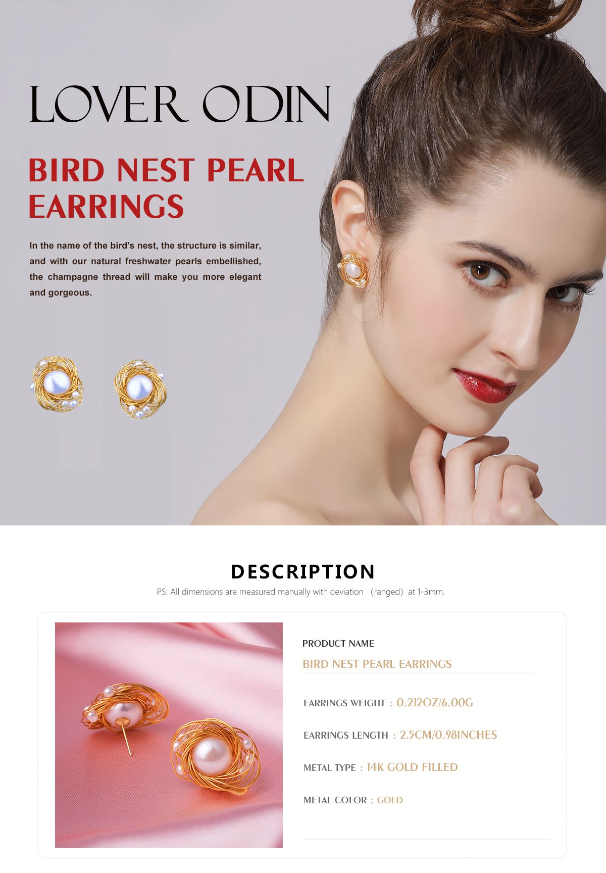 Nest Brushed Gold Tone Drop Hoop Earrings Circle Plated Dangle Stud